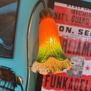 Vintage Replica Art Nouveau Floral Lily Pad Lamp Glass Shade